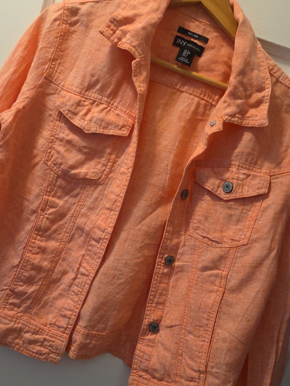 Jones New York Peach Linen-Blend Jean Jacket